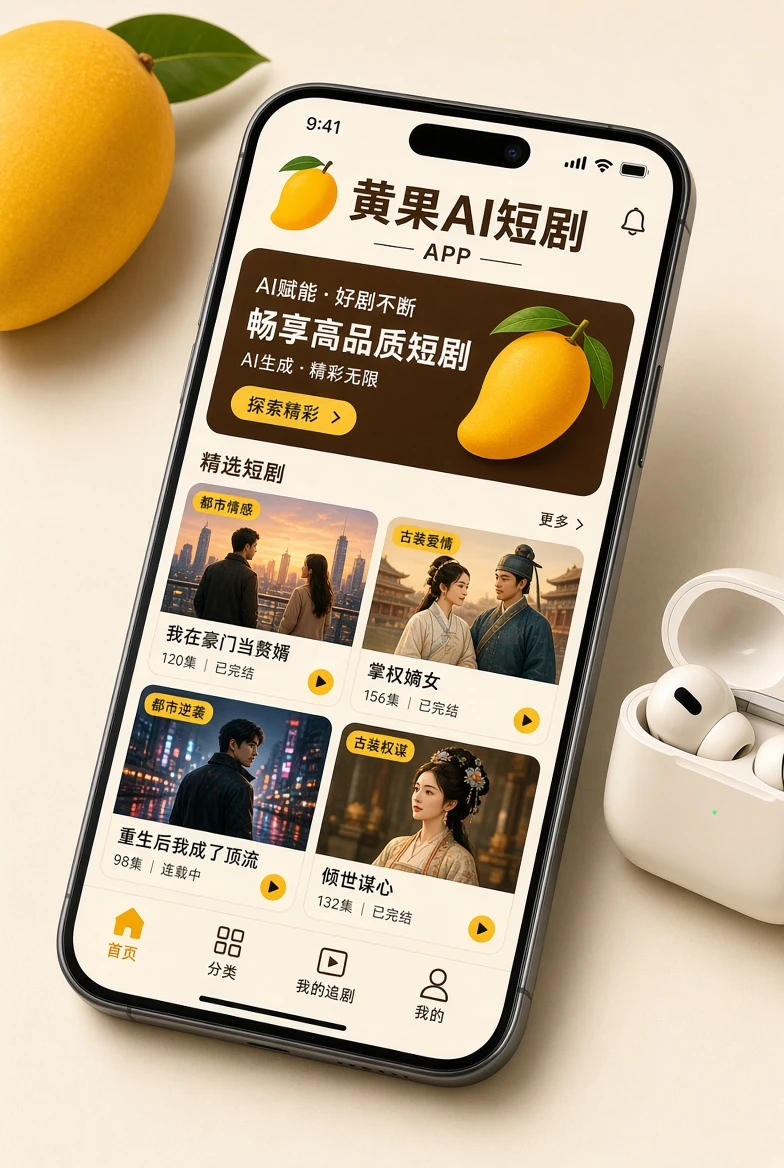 黄果AI短剧移动阅读界面插图